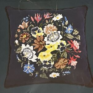 Stitchery‎ Needlepoint Kit Victorian Posy Embroidery Footstool or Pillow Crewel